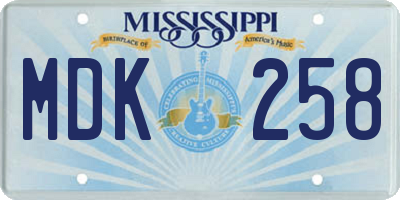 MS license plate MDK258