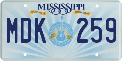 MS license plate MDK259