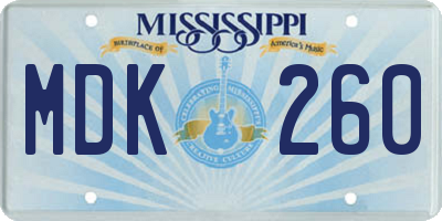 MS license plate MDK260