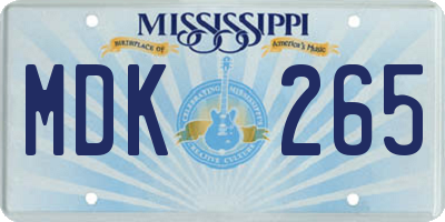 MS license plate MDK265