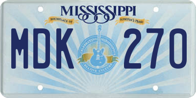 MS license plate MDK270