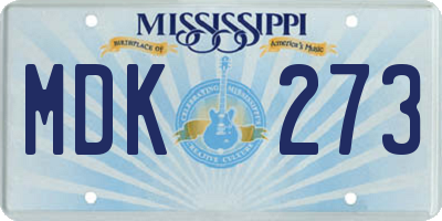 MS license plate MDK273