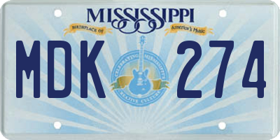 MS license plate MDK274