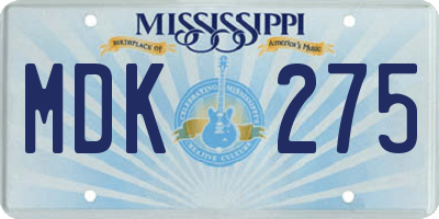 MS license plate MDK275