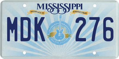 MS license plate MDK276