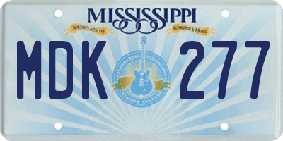 MS license plate MDK277