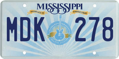 MS license plate MDK278