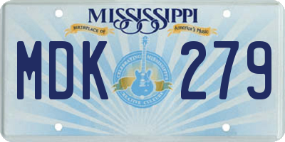 MS license plate MDK279