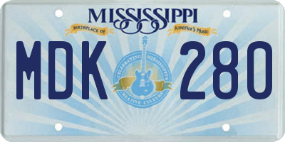 MS license plate MDK280