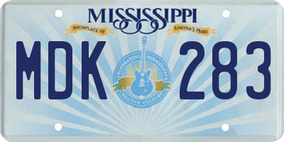 MS license plate MDK283