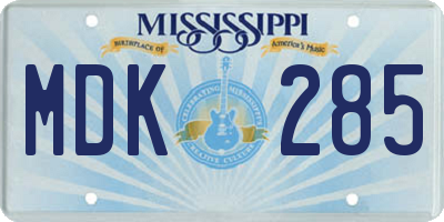 MS license plate MDK285