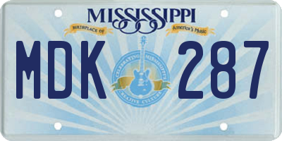 MS license plate MDK287