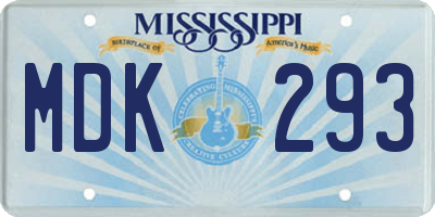 MS license plate MDK293