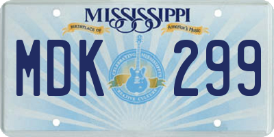MS license plate MDK299