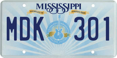 MS license plate MDK301