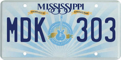MS license plate MDK303