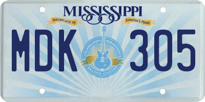 MS license plate MDK305