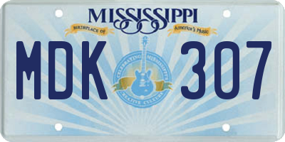 MS license plate MDK307