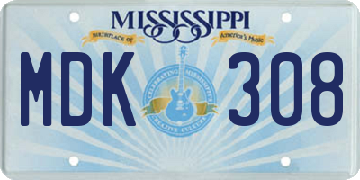 MS license plate MDK308