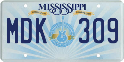 MS license plate MDK309