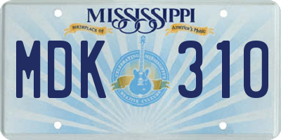 MS license plate MDK310