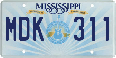 MS license plate MDK311