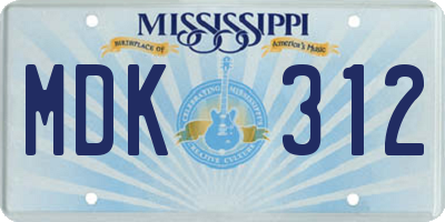 MS license plate MDK312