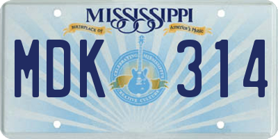 MS license plate MDK314