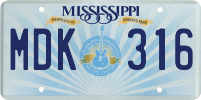 MS license plate MDK316