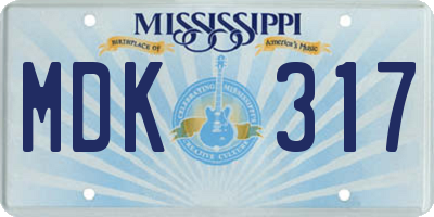 MS license plate MDK317