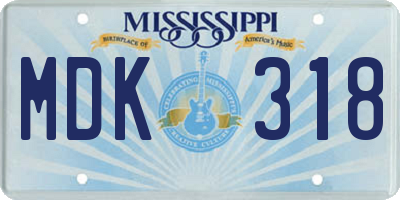 MS license plate MDK318