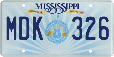 MS license plate MDK326