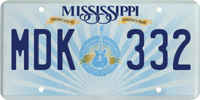 MS license plate MDK332