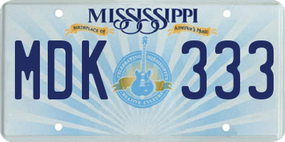 MS license plate MDK333