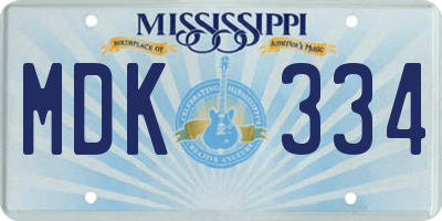 MS license plate MDK334