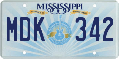 MS license plate MDK342