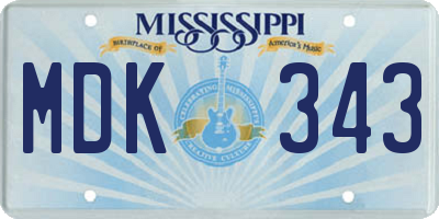 MS license plate MDK343