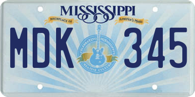 MS license plate MDK345