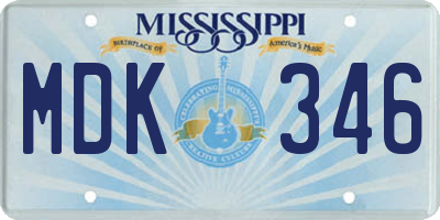 MS license plate MDK346