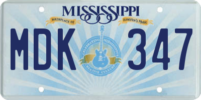 MS license plate MDK347
