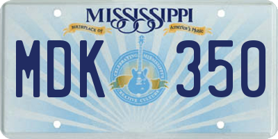 MS license plate MDK350