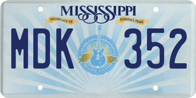 MS license plate MDK352