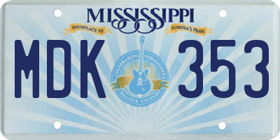 MS license plate MDK353