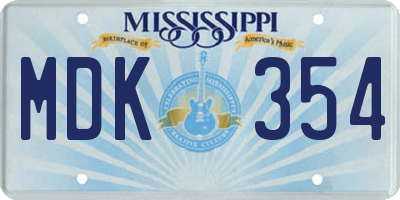 MS license plate MDK354
