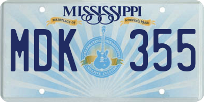 MS license plate MDK355