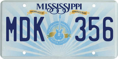 MS license plate MDK356
