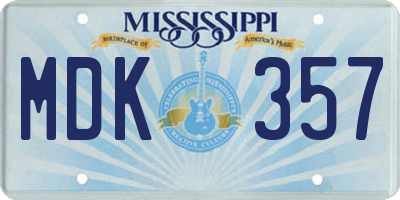 MS license plate MDK357