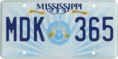 MS license plate MDK365