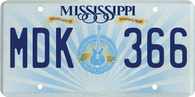 MS license plate MDK366