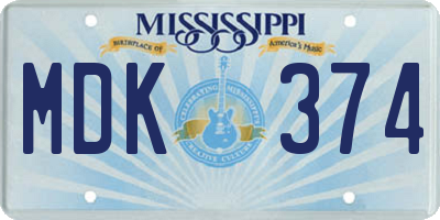 MS license plate MDK374